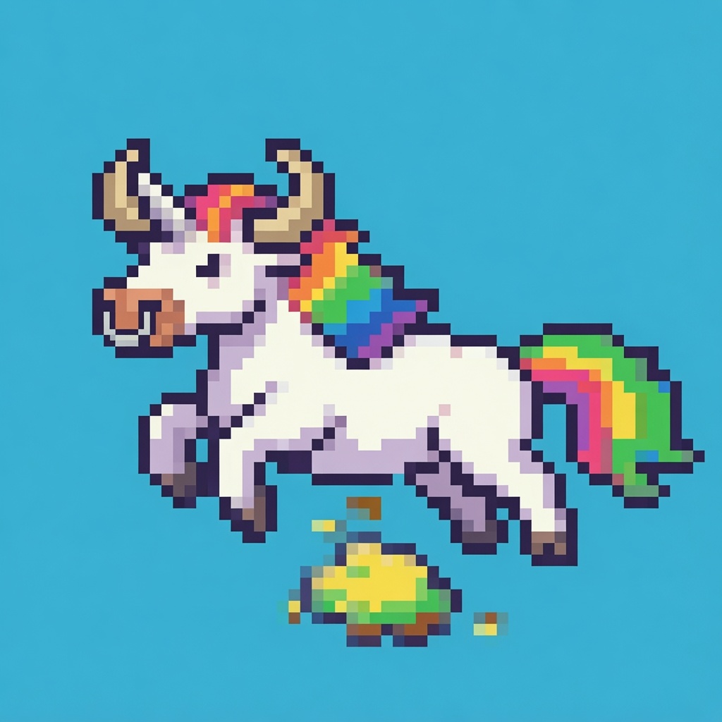 Farting Unicorn Bull pixel mascot